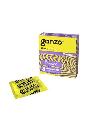 Презервативы Ganzo Sense, тонкие, латекс, 18 см, 3 шт - фото 52872