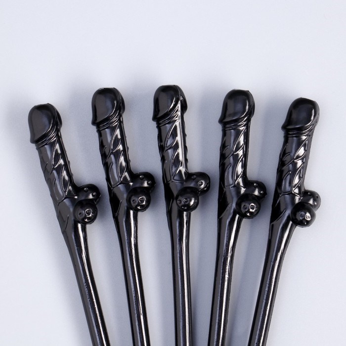 Трубочки "Девичник", пластик, черные, 5 штук - фото 53205